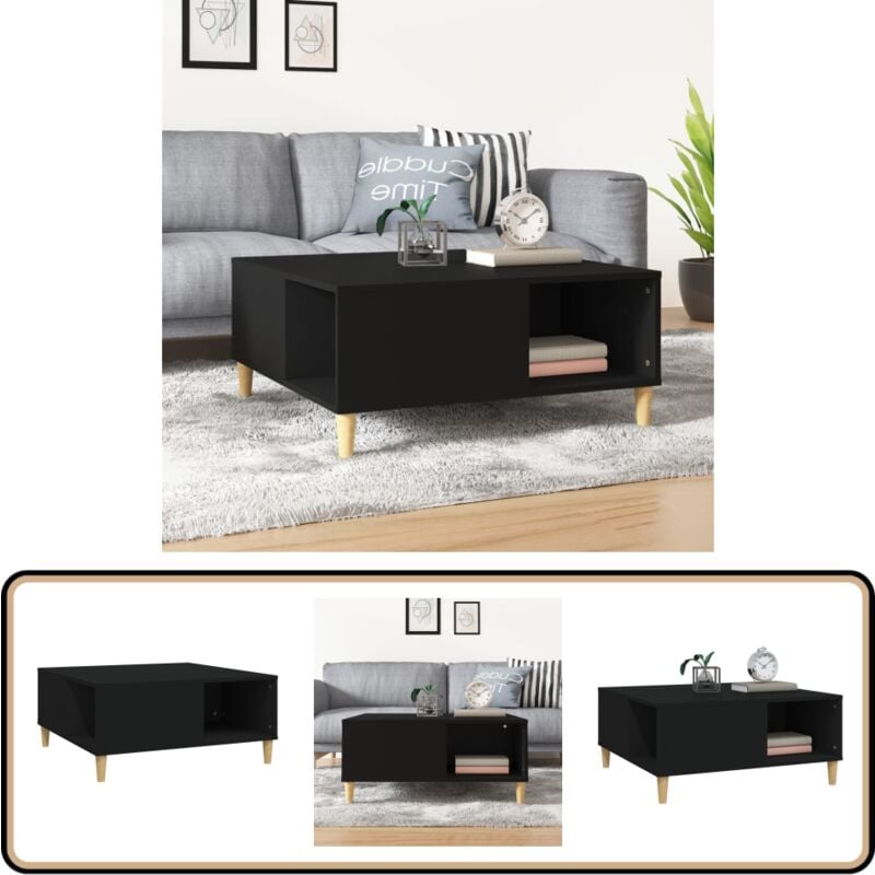 Vidaxl - Couchtisch Schwarz 80x80x36,5 cm Holzwerkstoff - Schwarzer Couchtisch - Couchtisch Schwarz - Holz Couchtisch - Tisch Aus Holzwerkstoff