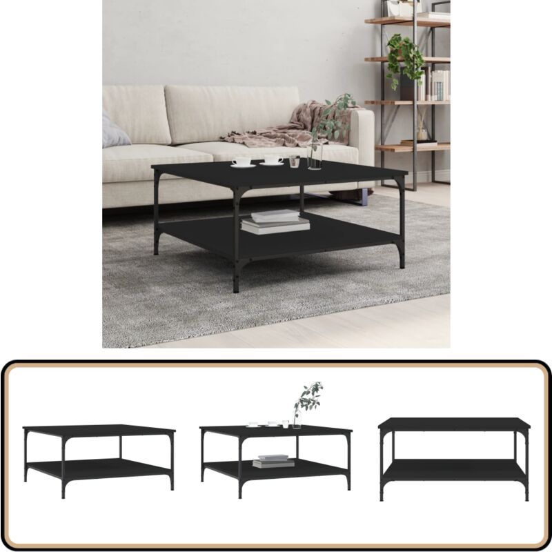 Couchtisch Schwarz 80x80x40 cm Holzwerkstoff - Couchtisch - Wohnzimmerstil - Holzmöbel - Schwarz - Sidetable