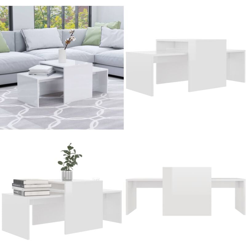 Vidaxl - Couchtisch-Set Hochglanz-Weiß 100x48x40 cm Holzwerkstoff - Couchtisch - Set - Wohnzimmereinrichtung - Holzwerkstoff - Weißer Couchtisch