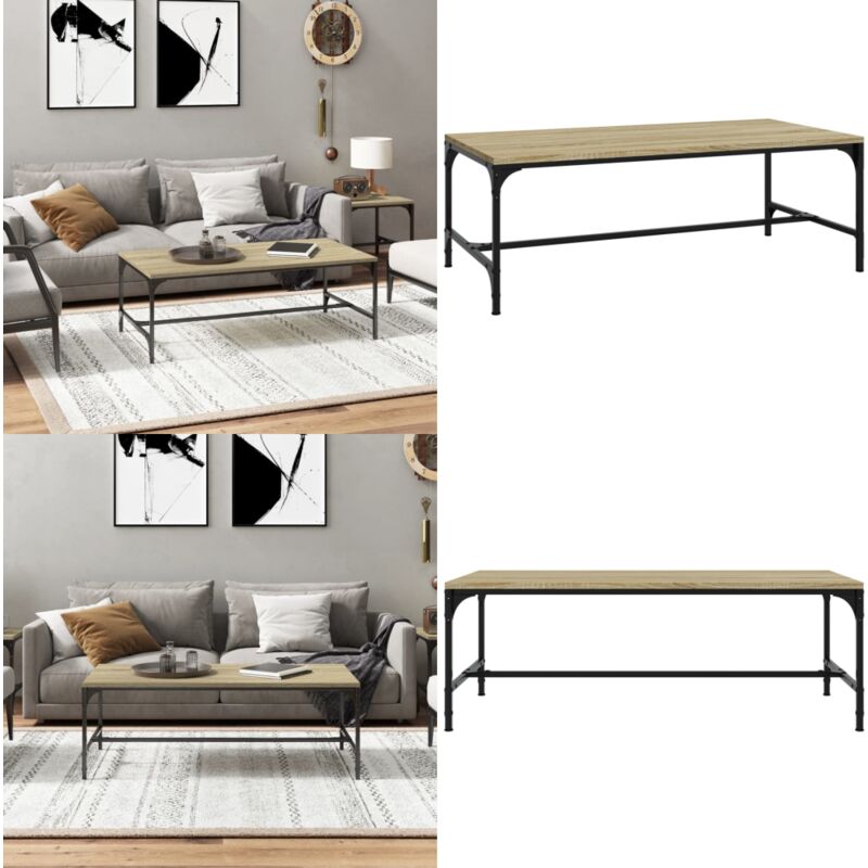 Couchtisch Sonoma-Eiche 100x50x35 cm Holzwerkstoff - Industrieller Couchtisch - Holzwerkstoff Couchtisch - Sofa Tisch - Wohnzimmerstil - Eiche