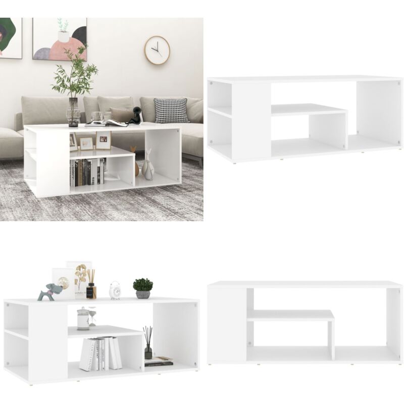 Vidaxl - Couchtisch Weiß 100x50x40 cm Holzwerkstoff - Couchtisch - Wohnzimmermöbel - Holzmöbel - Weißer Couchtisch - Beistelltisch - Home & Living