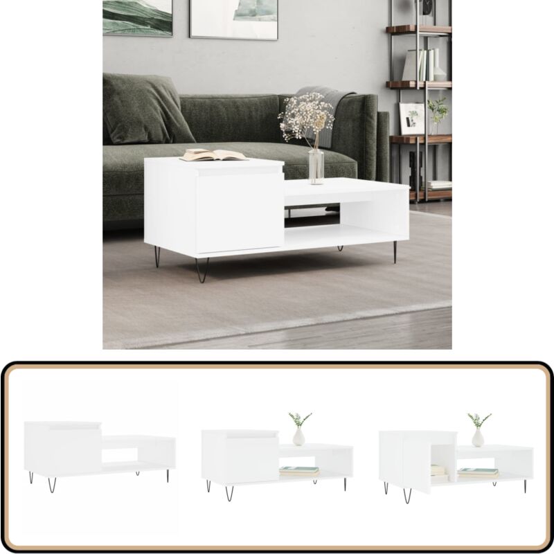 Vidaxl - Couchtisch Weiß 100x50x45 cm Holzwerkstoff - Couchtisch - Wohnzimmerstil - Weißer Couchtisch - Holzwerkstoff Möbel - Sideboard