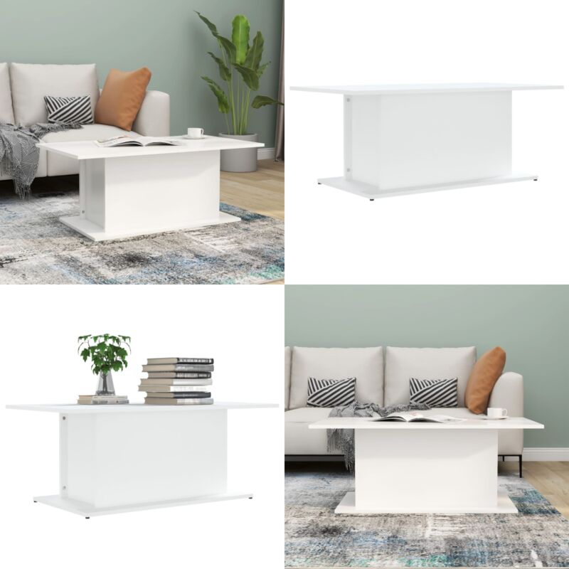 Couchtisch Weiß 102x55,5x40 cm Holzwerkstoff - Couchtisch - Wohnzimmertisch - Holzt Tisch - Weißer Couchtisch - Tisch Mit Schubladen - Home & Living