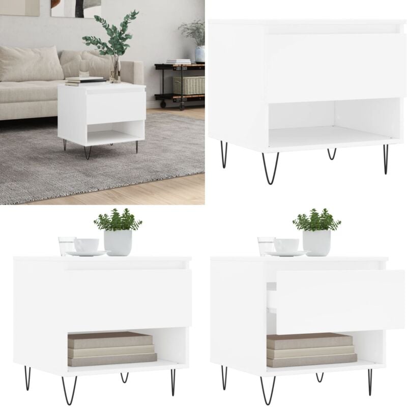 Couchtisch Weiß 50x46x50 cm Holzwerkstoff - Eleganter Couchtisch - Wohnzimmerstil - Holzwerkstofftisch - Couchtisch Weiß - tv Stand - Home & Living