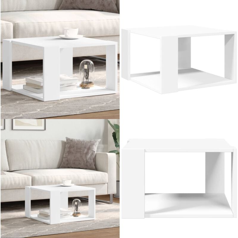 Couchtisch Weiß 51,5x51,5x30 cm Holzwerkstoff - Couchtisch - Wohnzimmerschreibtisch - Holzwerkstoff Möbel - Weißer Couchtisch - Kleiner Couchtisch