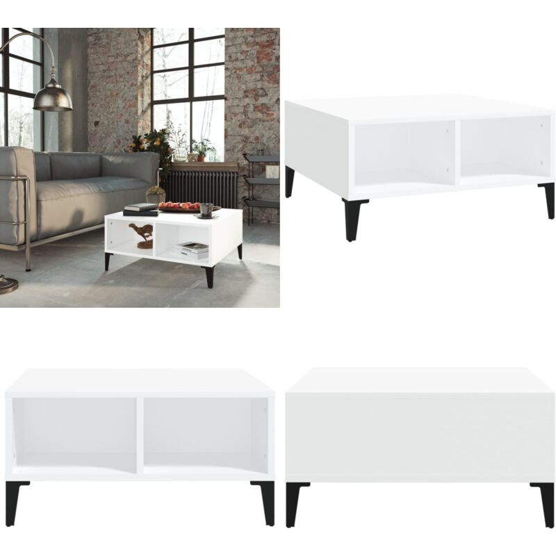 Vidaxl - Couchtisch Weiß 60x60x30 cm Holzwerkstoff - Couchtisch - Wohnzimmertisch - Weißer Couchtisch - Holzt Tisch - Metall Beine - Home & Living