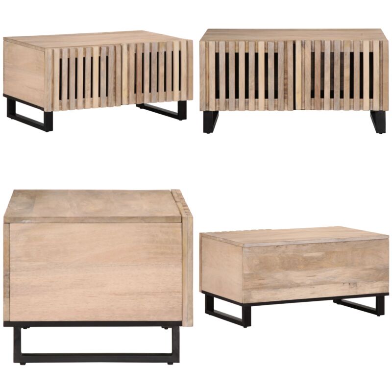 Vidaxl - Couchtisch Weiß 80x51x40 cm Massivholz Mango - Holz Couchtisch - Mangoholz Couchtisch - Weißer Couchtisch - Wohnzimmertisch - Beistelltisch