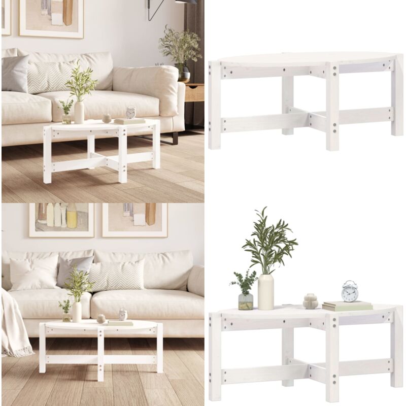 Vidaxl - Couchtisch Weiß 87x48x35 cm Massivholz Kiefer - Holz Couchtisch - Kiefernholz Couchtisch - Weißer Couchtisch - Wohnzimmer Möbel
