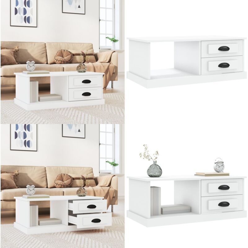 Couchtisch Weiß 90x50x35 cm Holzwerkstoff - Couchtisch - Wohnzimmerschreibtisch - Sideboard - Holzwerkstoff Möbel - Weißer Couchtisch - Home & Living