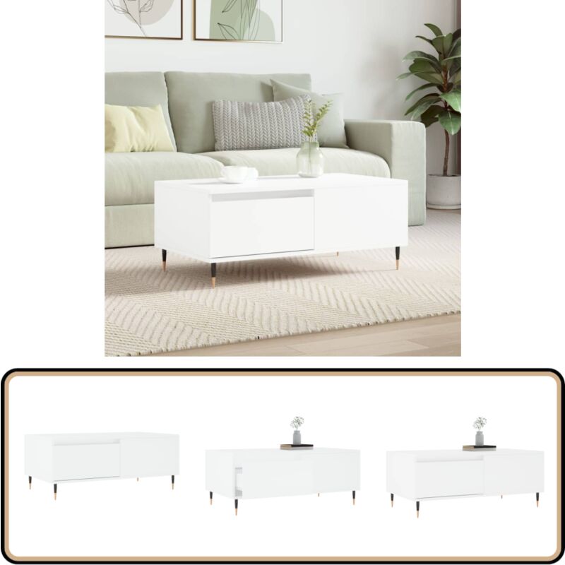 Couchtisch Weiß 90x50x36,5 cm Holzwerkstoff - Couchtisch - Wohnzimmerstil - Weißer Couchtisch - Holzwerkstoff Möbel - Sideboard