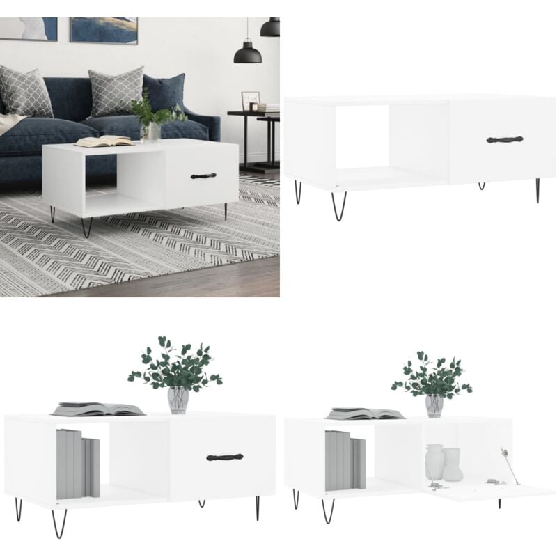 Couchtisch Weiß 90x50x40 cm Holzwerkstoff - Couchtisch - Wohnzimmerstil - Holzwerkstoff - Weißer Couchtisch - Sideboard - Home & Living