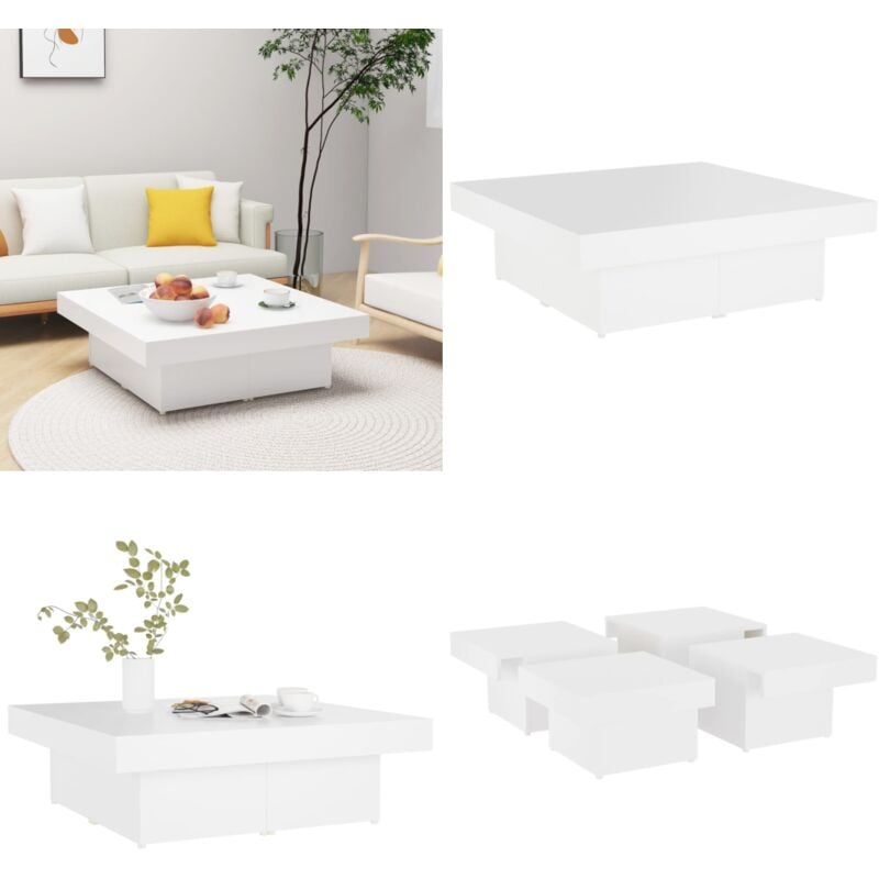 Couchtisch Weiß 90x90x28 cm Holzwerkstoff - Couchtisch - Wohnzimmertisch - Beistelltisch - Weißer Couchtisch - Holzt Tisch - Home & Living