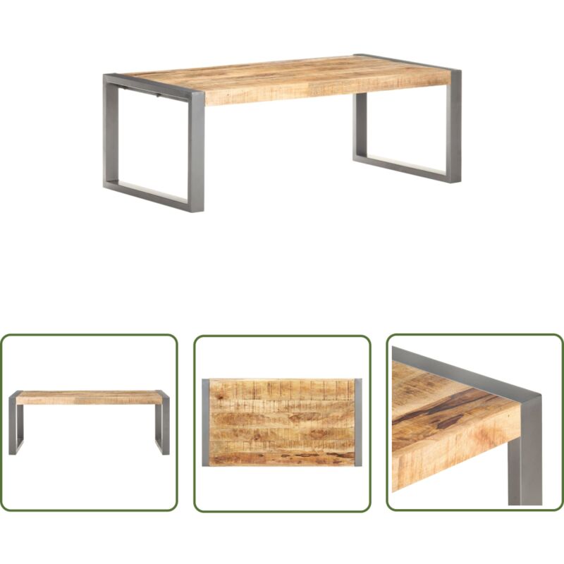 Maison Chic - The Living Store Couchtisch 110x60x40 cm Raues Mangoholz - Couchtisch - Holzmöbel - Wohnzimmerstil - Mangoholz - Grau