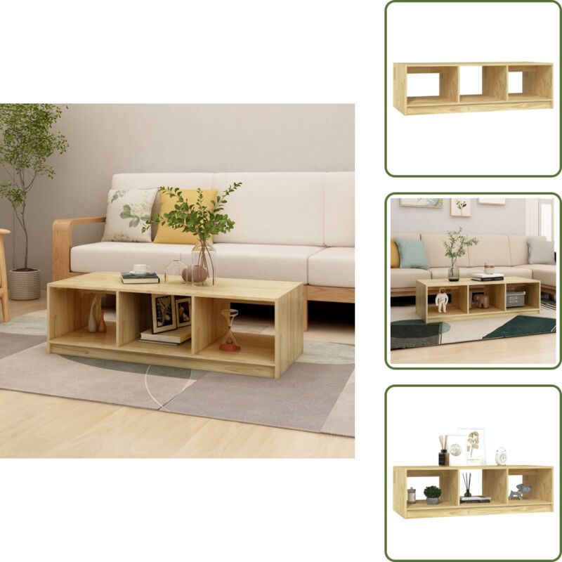 Couchtisch 110x50x34 cm Massivholz Kiefer - Holz Couchtisch - Kiefernholz Couchtisch - Wohnzimmer Möbel - Beistelltisch - Couchtisch Modern