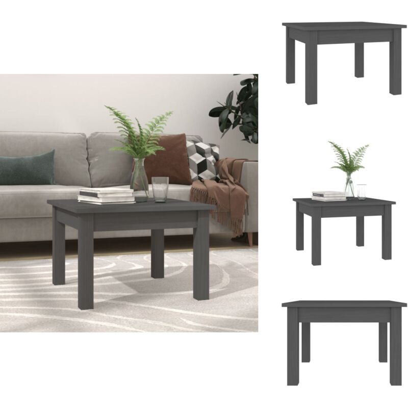 Couchtisch Grau 45x45x30 cm Massivholz Kiefer - Holz Couchtisch - Kiefernholzt Tisch - Grau Couchtisch - Wohnzimmer Möbel - Side Table