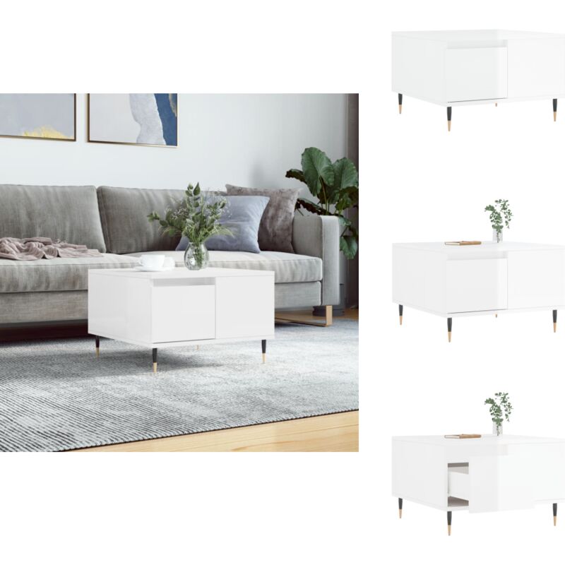 Couchtisch Hochglanz-Weiß 55x55x36,5 cm Holzwerkstoff - Couchtisch - Wohnzimmerstil - Holzwerkstoff Möbel - Weißer Couchtisch - Sideboard