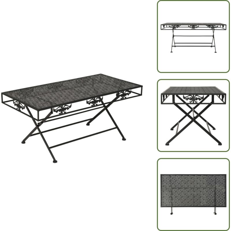 Couchtisch Klappbar Vintage-Stil Metall 100x50x45 cm Schwarz - Klappbarer Couchtisch - Couchtisch Vintage - Metalltisch - Dekotisch - Sideboard