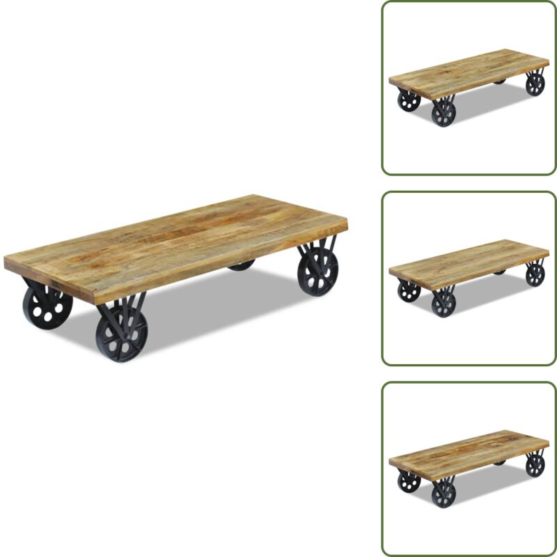 Vidaxl - Couchtisch Mangoholz 120x60x30 cm - Holz Couchtisch - Mangoholz Couchtisch - Couchtisch Mit Rollen - Vintage Couchtisch - Wohnzimmertisch