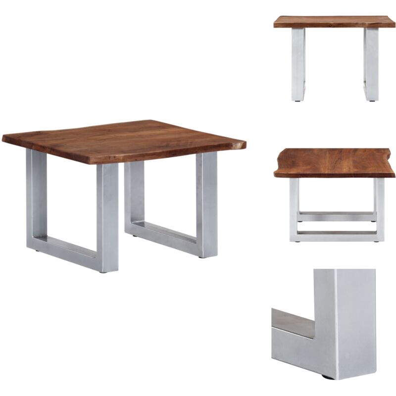 Vidaxl - Couchtisch mit Naturkanten 60x60x40 cm Massivholz Akazie - Industriestyl Couchtisch - Holzt Tisch - Massiver Akasieholzh Tisch - Couchtisch