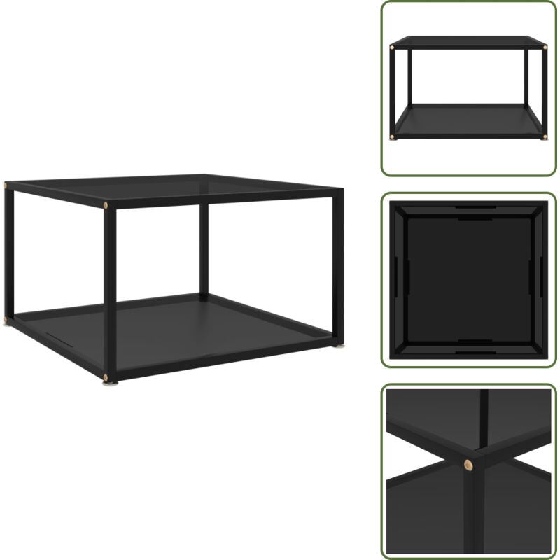 Couchtisch Schwarz 60x60x35 cm Hartglas - Schwarzer Couchtisch - Glastisch - Modernes Sofa - Stahl Couchtisch - Sideboard