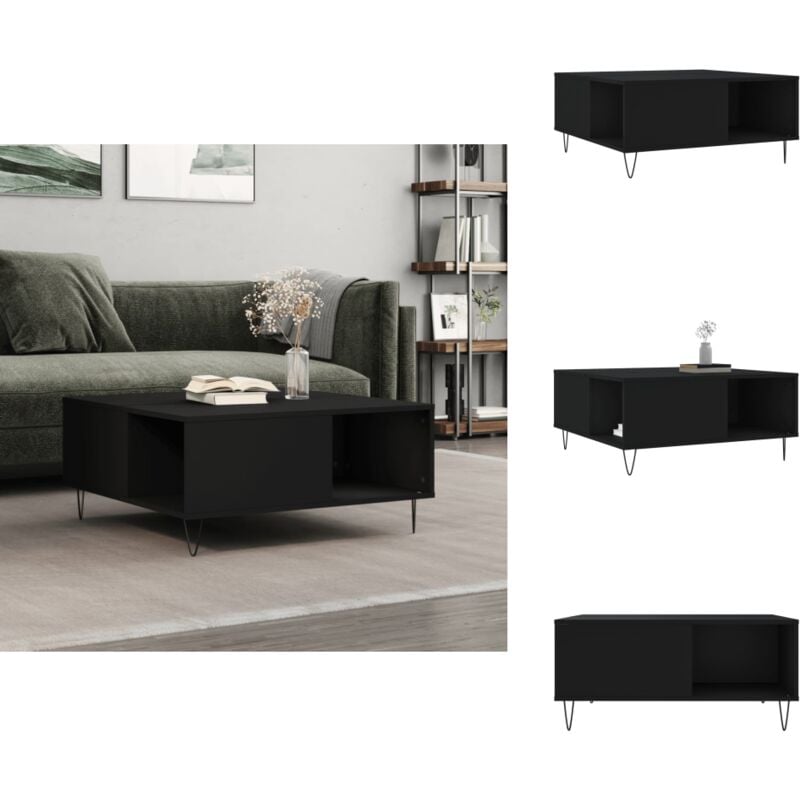 Vidaxl - Couchtisch Schwarz 80x80x36,5 cm Holzwerkstoff - Schwarzer Couchtisch - Holzwerkstoff Couchtisch - Couchtisch Mit Schubladen - Moderner