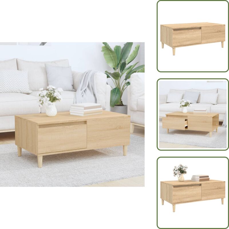 Couchtisch Sonoma-Eiche 90x50x36,5 cm Holzwerkstoff - Couchtisch - Esszimmertisch - Wohnzimmerstil - Skandinavisches Design - Holzmöbel