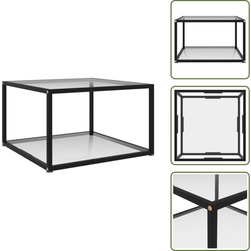 Couchtisch Transparent 60x60x35 cm Hartglas - Couchtisch - Glastisch - Moderner Couchtisch - Esszimmertisch - Wohnzimmerdeko