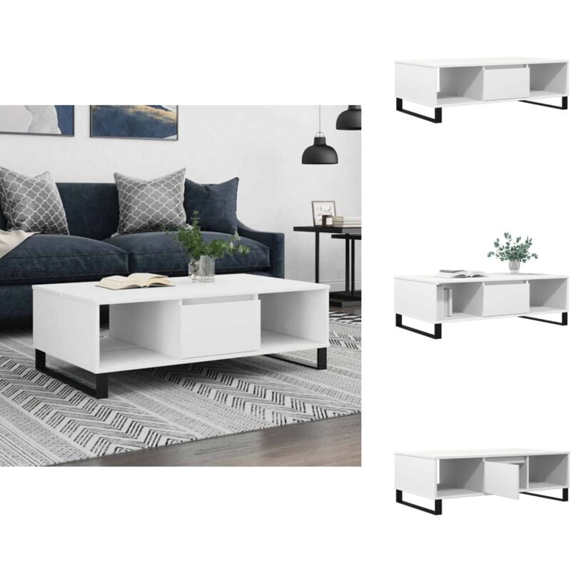 Couchtisch Weiß 104x60x35 cm Holzwerkstoff - Couchtisch - Wohnzimmerschreibtisch - Beistelltisch - Weißer Couchtisch - Holzt Tisch