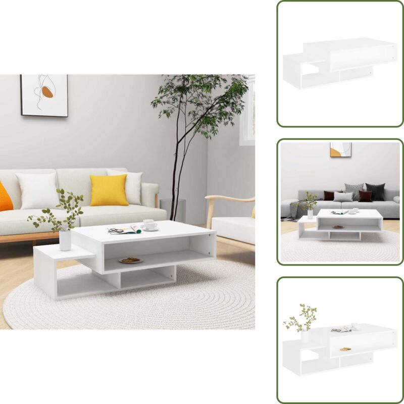 Couchtisch Weiß 105x55x32 cm Holzwerkstoff - Couchtisch - Wohnzimmertisch - Holzt Tisch - Weißer Couchtisch - Beistelltisch