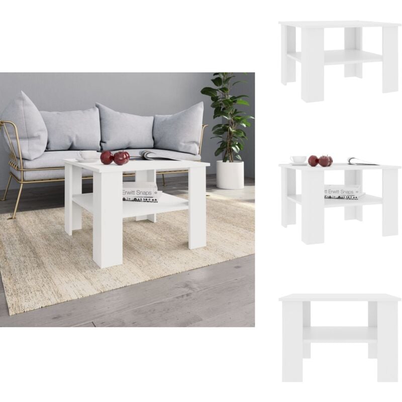 Couchtisch Weiß 60x60x42 cm Holzwerkstoff - Couchtisch - Weißer Couchtisch - Holzt Tisch - Beistelltisch - Wohnzimmerstil