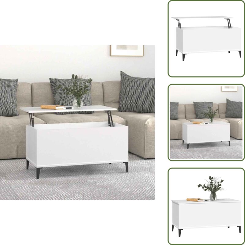 Vidaxl - Couchtisch Weiß 90x44,5x45 cm Holzwerkstoff - Couchtisch - Wohnzimmerschmuck - Weißer Couchtisch - Holzwerkstoff Couchtisch
