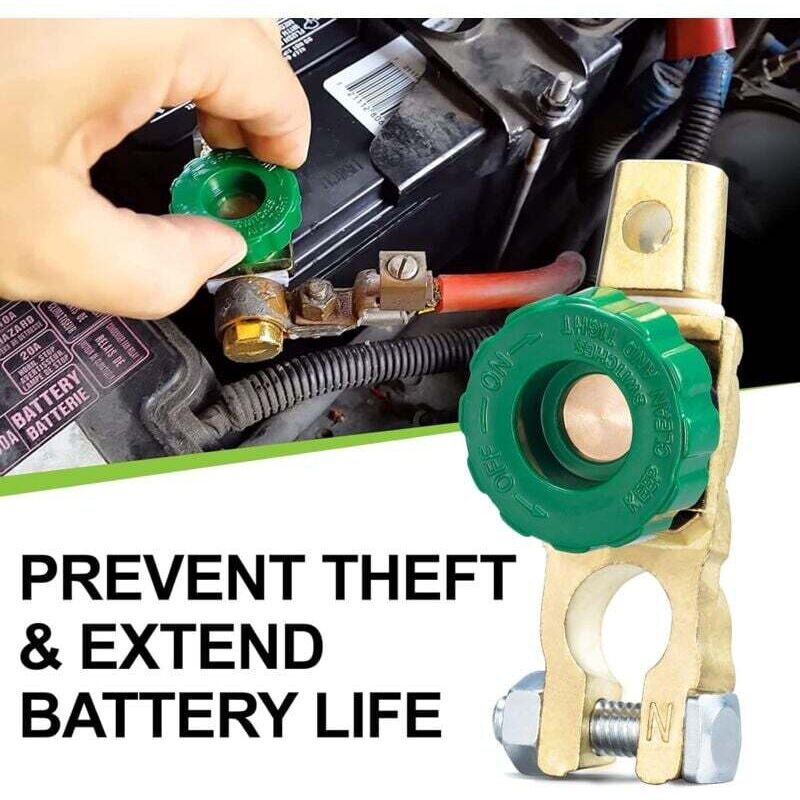 Coupe Circuit Batterie 12V/ 24V Coupe Batterie Voiture Déconnexion Interrupteurs Connecteur Batterie avec Bouton Vert