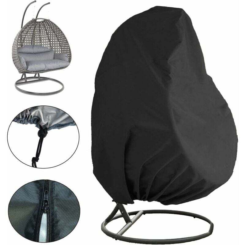 Hängesessel-Abdeckung, Garten-Hängesessel-Abdeckung, Schutzhülle für Eierstuhl, wasserdicht, winddicht, UV-beständig, Hängesitz-Abdeckung (schwarz,