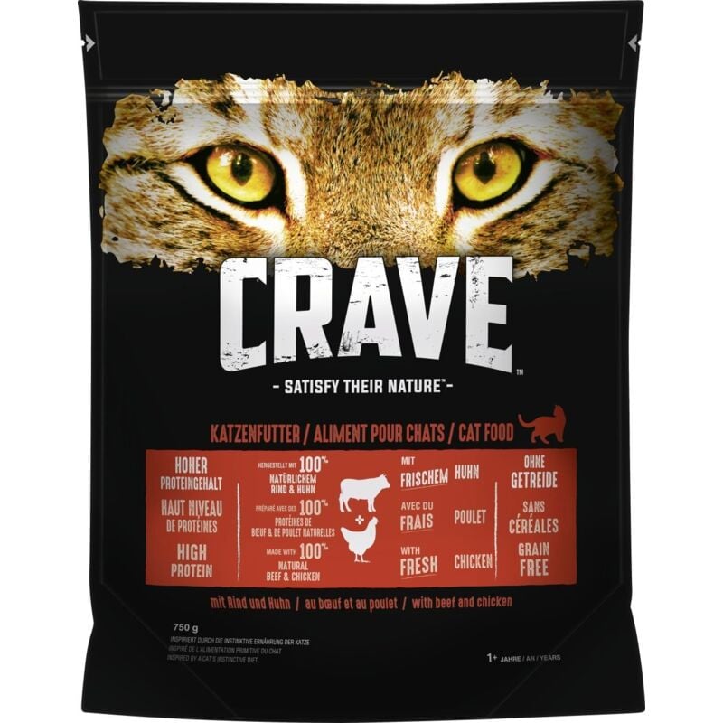 Crave - Adult mit Rind und Huhn Katzenfutter 750 g Trockenfutter