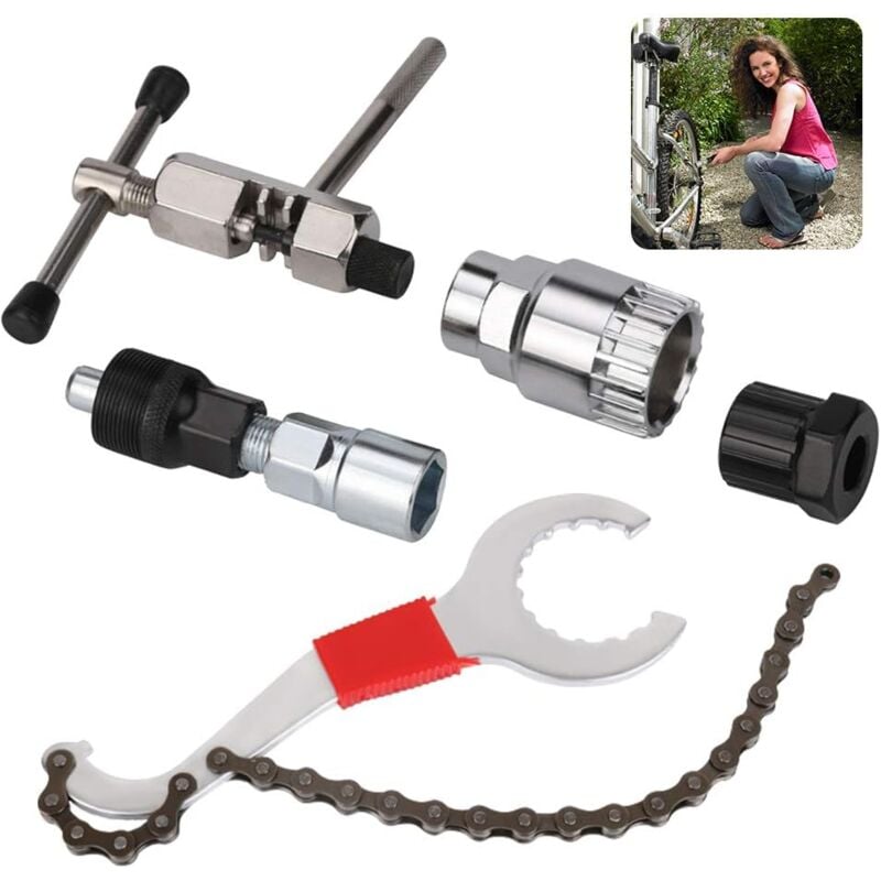 Crediri Fahrrad-Wartungswerkzeug, 5-teiliges Fahrrad-Kassetten-Entfernungswerkzeug, Fahrrad-Reparaturwerkzeug-Set,