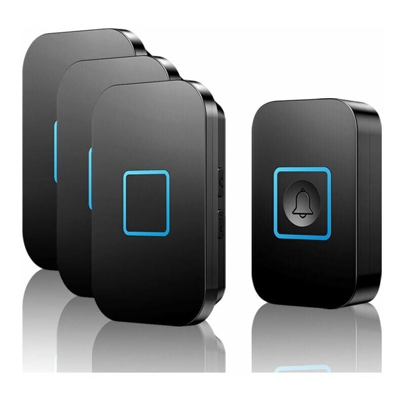 Crediri Funk-Türklingel, Funk-Türklingel-Set, 400 m Reichweite, IP55 wasserdichte Außentürklingel mit 3 Steckempfängern, 60 Melodien, 5