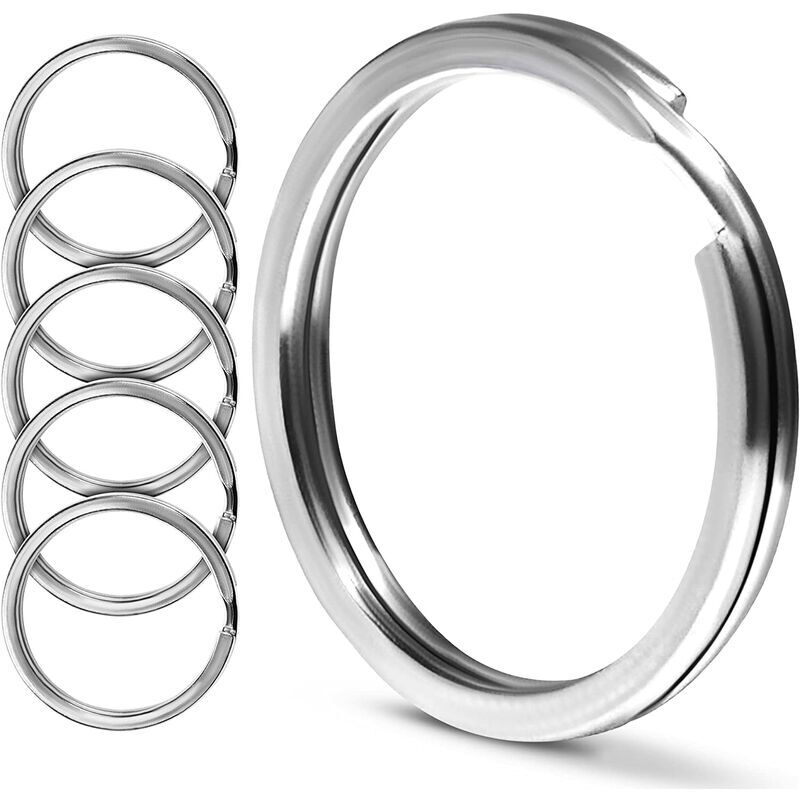Ymyny - Crediri Schlüsselanhänger aus Edelstahl – 5 Stück 25 mm runde Spaltringe für Schlüsselanhänger – Chirurgische Schlüsselanhänger aus Edelstahl