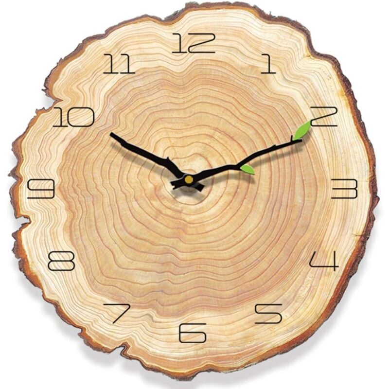 Crediri Vintage-Wanduhr aus Holz, antike Wanduhr ohne Tickgeräusch, Vintage-Wanduhr im Landhausstil, schäbige, leise Wanduhr für kleines Wohnzimmer
