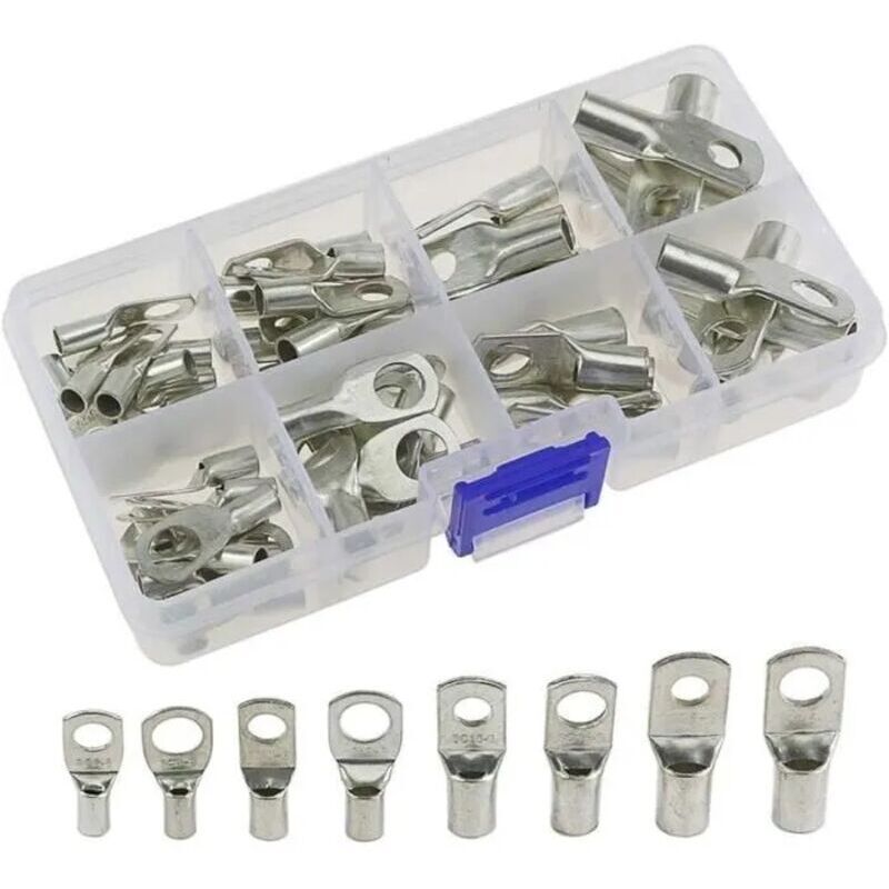 Crimp-Kabelschuhe - 60 Stück - verzinntes Kupfer - Schraubloch - für Autobatterie