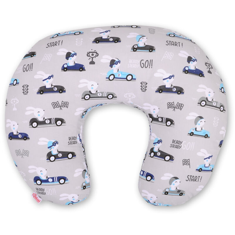 Croissant-Stillkissen, Sitzsack, abnehmbar - Hasen im Auto, grau