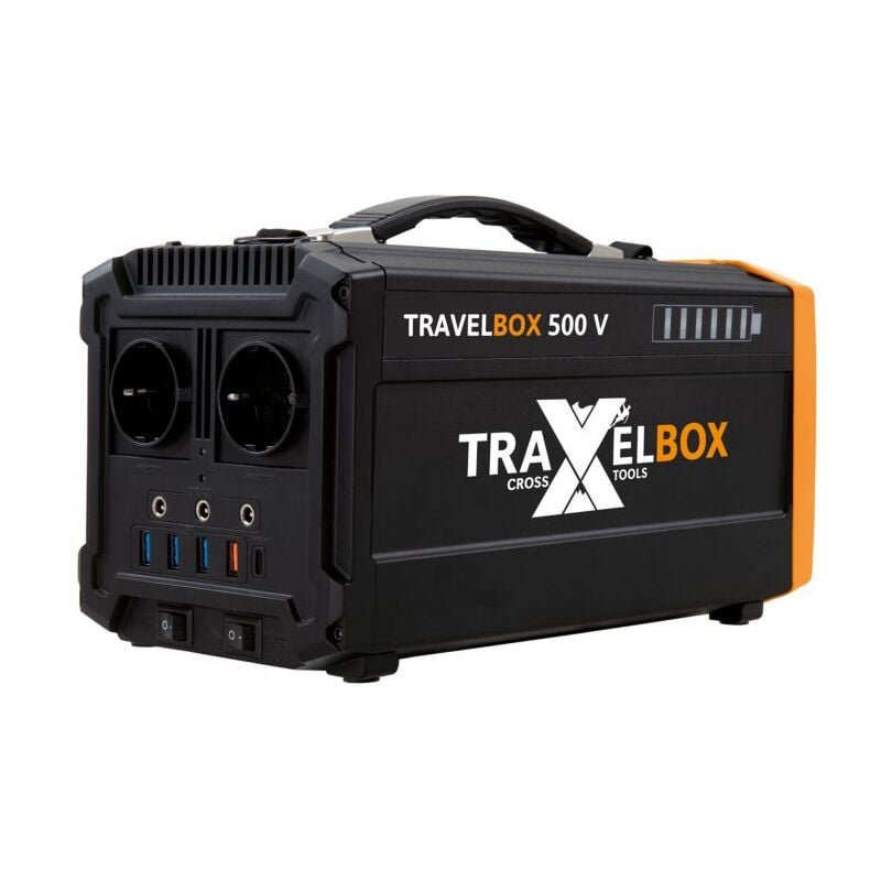 CROSS TOOLS Powerstation 500W - Tragbarer Solargenerator 555Wh, Mit Quickcharge, robust, TRAVELBOX 500V, 68051