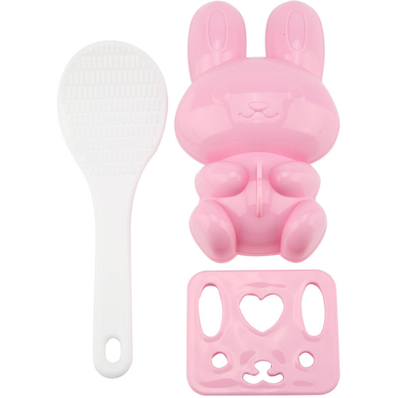 Cryfokt Sushi-Reisform mit Cartoon-Hasen, einfaches Onigiri-Herstellungswerkzeug für Kinder, lebensmittelechtes PP (PINK)