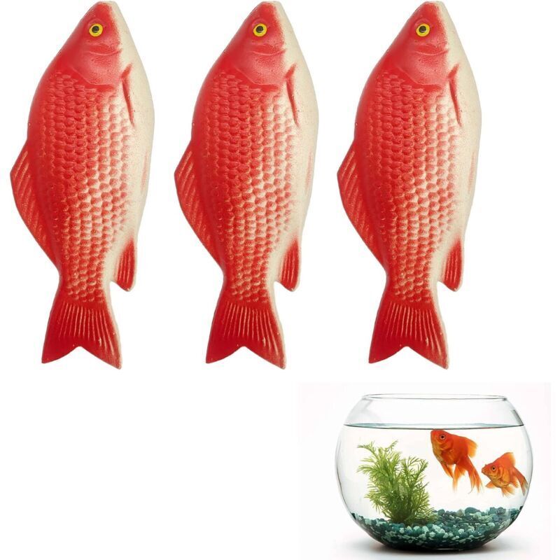 CSPARCV 3 Stück künstliche schwimmende Goldfische, Plastikfische, kleine künstliche rote schwimmende Goldfische, Dekoration für Aquarien (Rot)