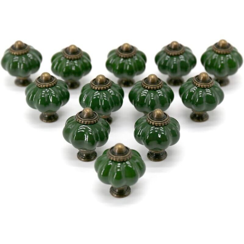 CSPARCV Set mit 12 Keramikknöpfen für Schubladen, Schränke, Küchenmöbel, Schrank- und Tischgriffe (dunkeltürkis (33 mm))