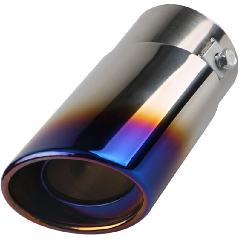 CSPARCV Universelles Edelstahl-Auspuffendrohr 3,8 cm – 5 cm – Für Autos, Oval, Auspuffrohr, Gerades Auspuffrohr, Tuning, Gebranntes Blau