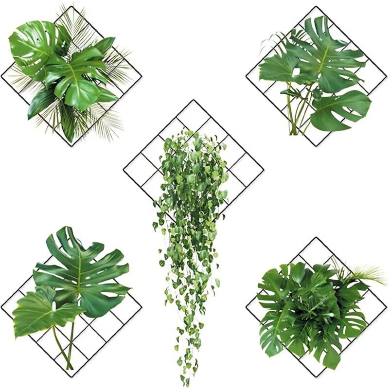 Csparkv - 1 Set 3D-Wandaufkleber-Set mit grünen Pflanzen – 5 Stück 3D-Wandaufkleber mit grünen Pflanzen, Pflanzen-Wandaufkleber für Wohnzimmer,