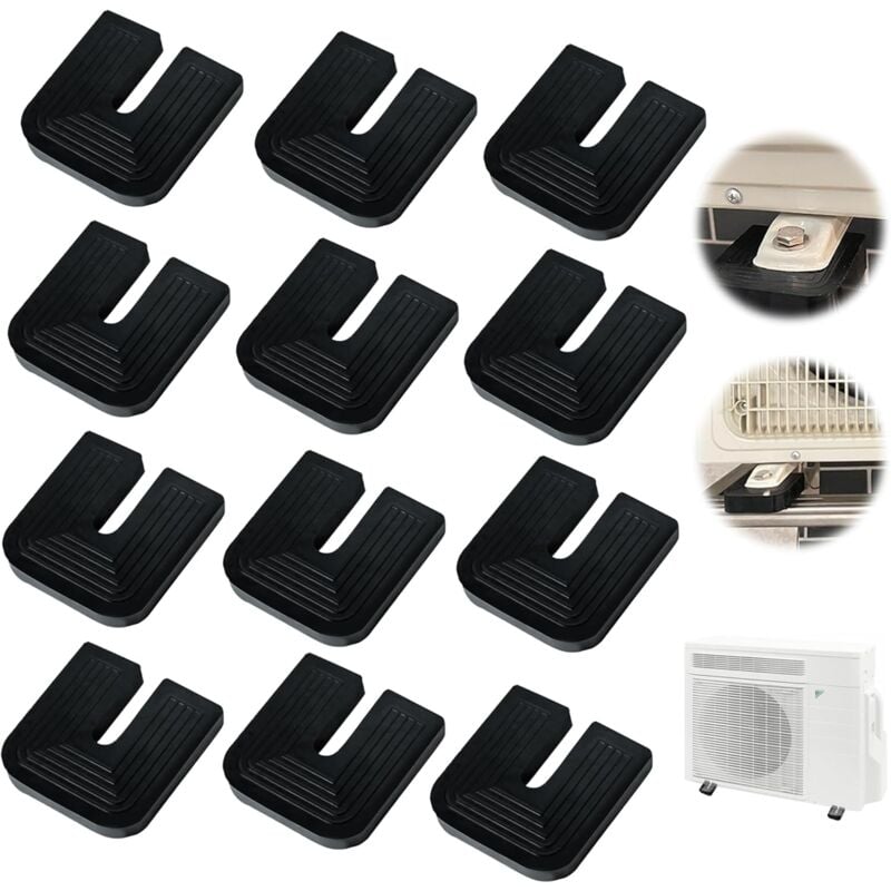 12 Stück Gummi-Vibrationsdämpfer für Klimaanlagen, U-förmige Stoßdämpfer für Klimaanlagen, Anti-Vibrations-Füße, Unterstützung für
