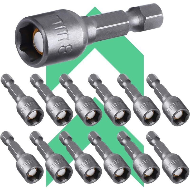 12er-Pack Steckschlüssel-Bit-Set, Adapter, 8 mm Sechskant-Bits, 1/4 Zoll Sechskant-Schraubendreher-Bit für Akku-Bohrmaschine oder