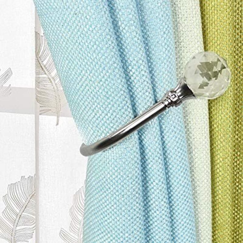 155 x 68 mm, 2 Stück Kristall-Vorhang-Raffhalter, U-Design, Haken, Vorhang-Raffhalter, Metall-Vorhang-Raffhalter, Vorhang-Raffhalter (Silber)