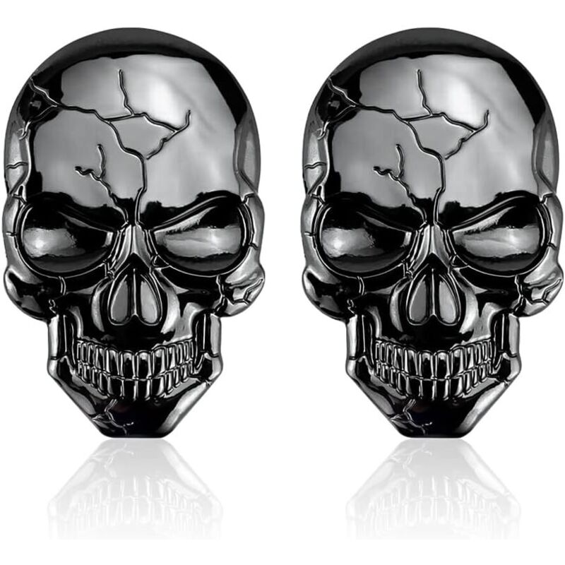 2 Stück 3D Totenkopf-Fahrradaufkleber, Totenkopf-Autoaufkleber, Totenkopf-Autoaufkleber, Totenkopf-Tankaufkleber, cool, dekorieren Sie Ihr Auto